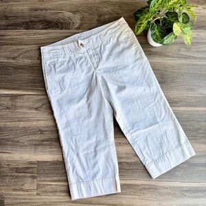 Gap Favorite Khaki Capri Pants Flat Front with Pockets White Cotton  Size 8